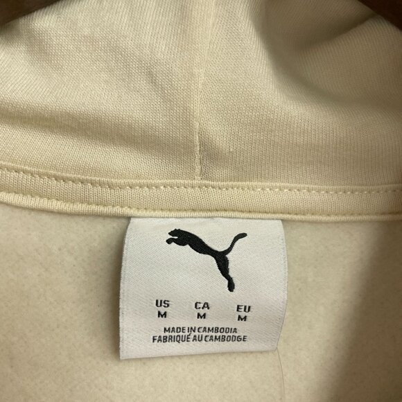NEW Puma Women's M Fleece Hoodie Beige Pullover Sweatshirt  G1402 - Picture 8 of 13